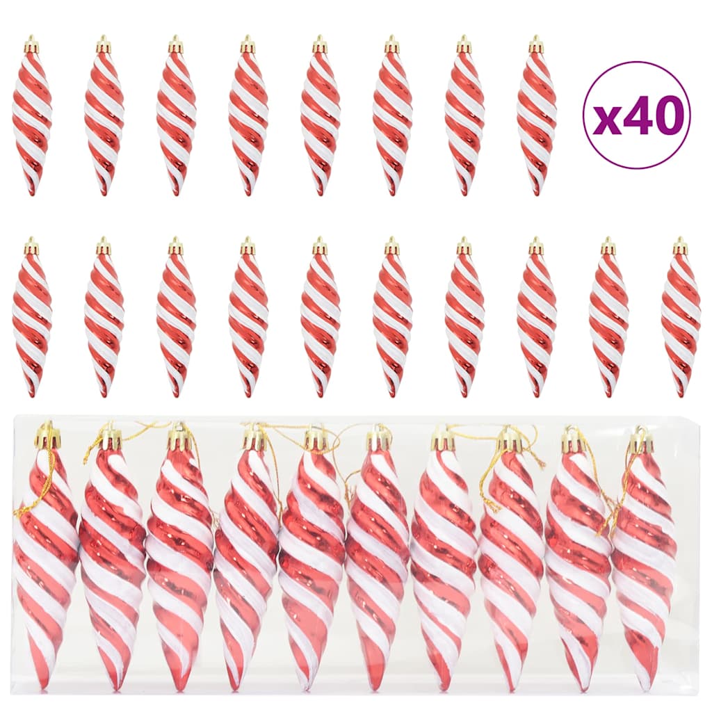 Palla a spirale di Natale 40 pz Rosso 3 x 11 cm Plastica