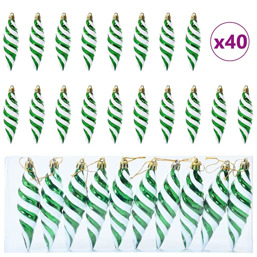 Palla a spirale di Natale 40 pz Verde 3 x 11 cm Plastica