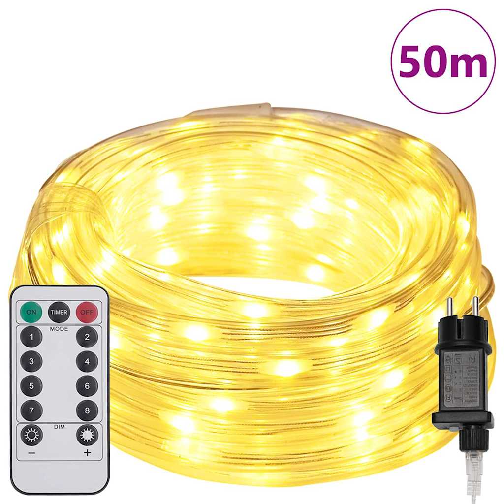 Luce a corda con 1200 LED Bianco caldo 50 m PVC