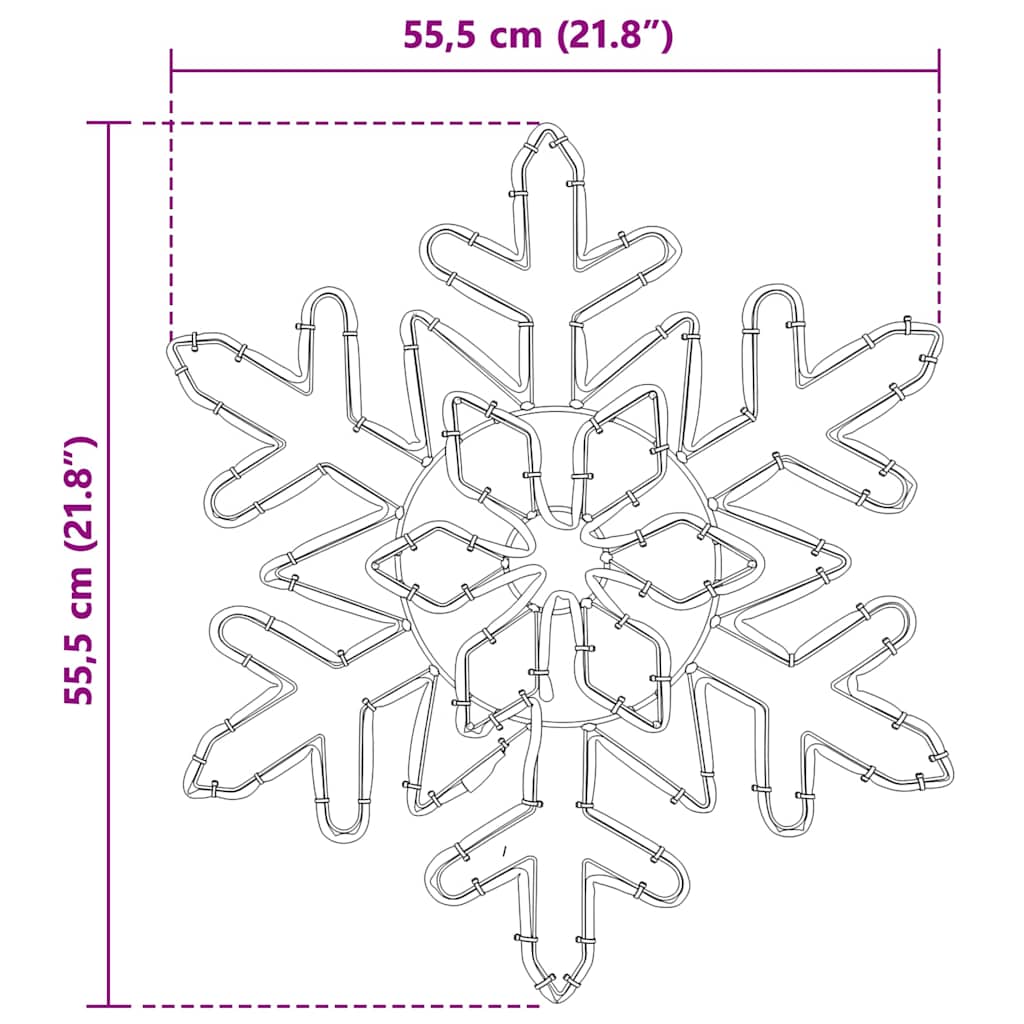 Fiocco di Neve di Natale 156 LED Blu 55,5 x 55,5 x 0,75 cm PVC