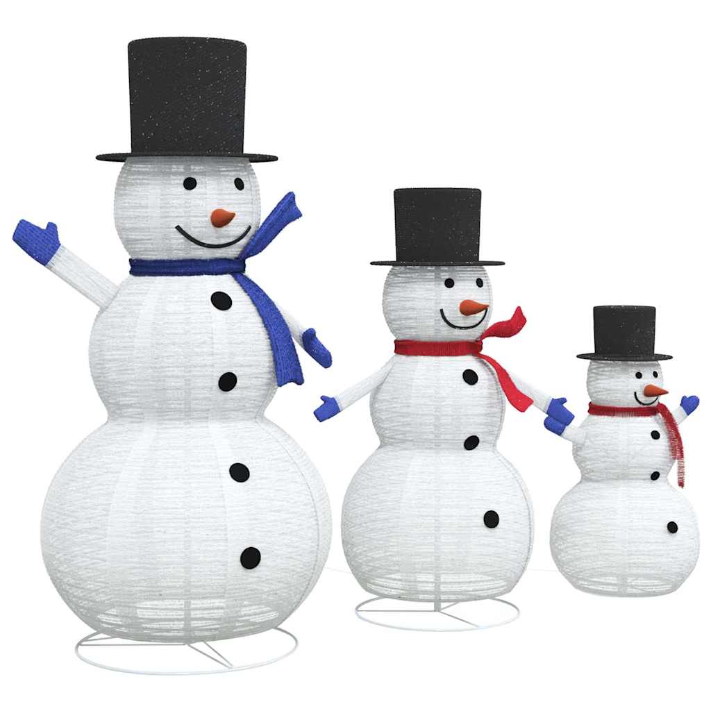 Famiglia di Pupazzi di Neve di Natale 3 pz Bianco caldo Tessuto