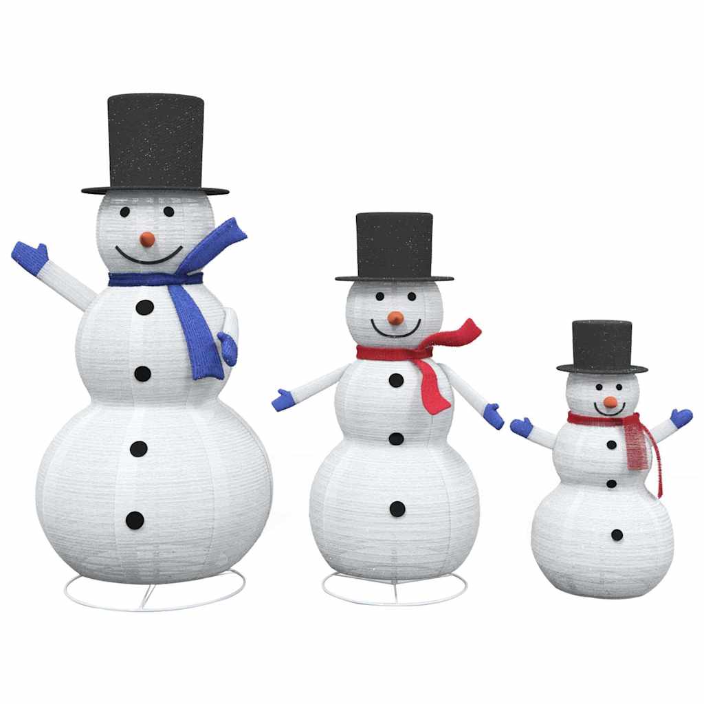 Famiglia di Pupazzi di Neve di Natale 3 pz Bianco caldo Tessuto