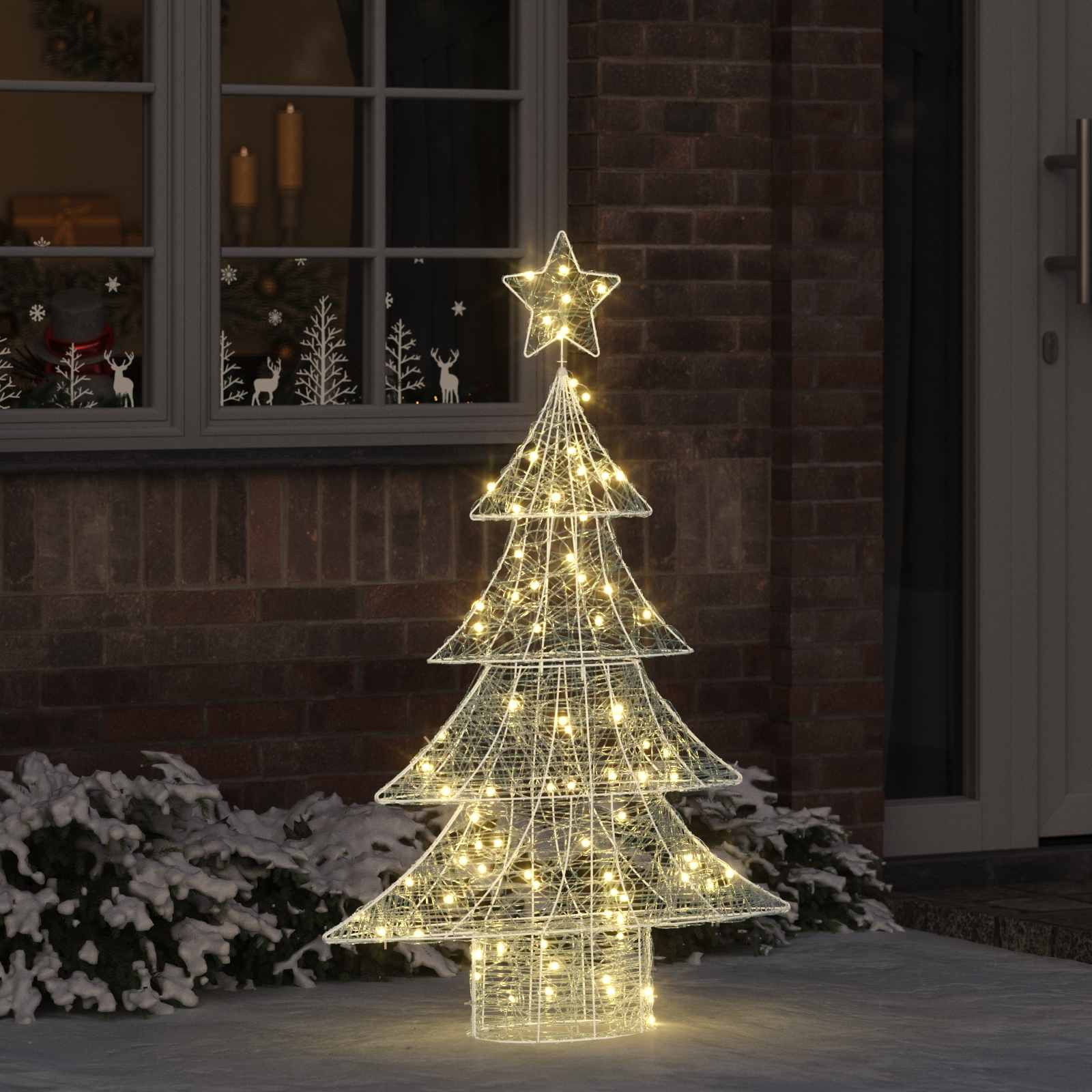 Albero di Natale 100 LED Bianco caldo 120 cm Acrilico