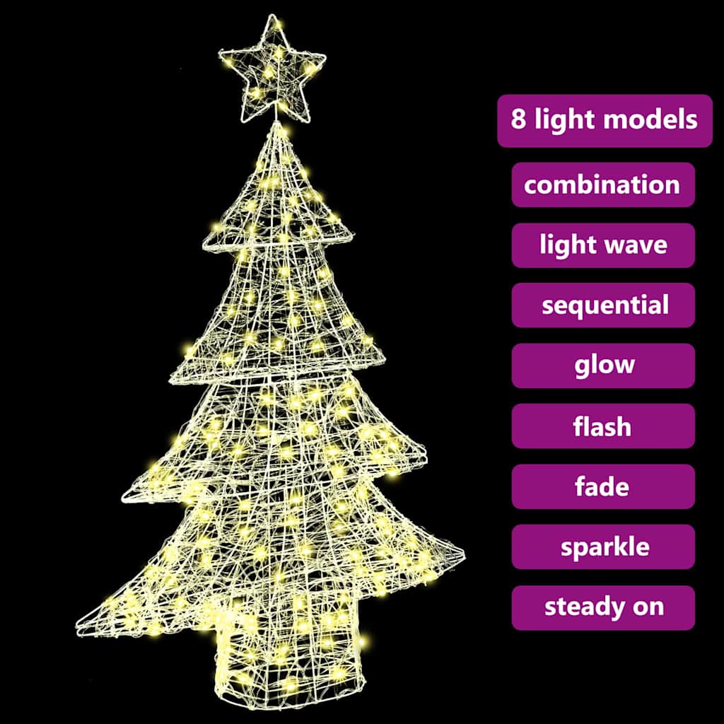 Albero di Natale 100 LED Bianco caldo 120 cm Acrilico