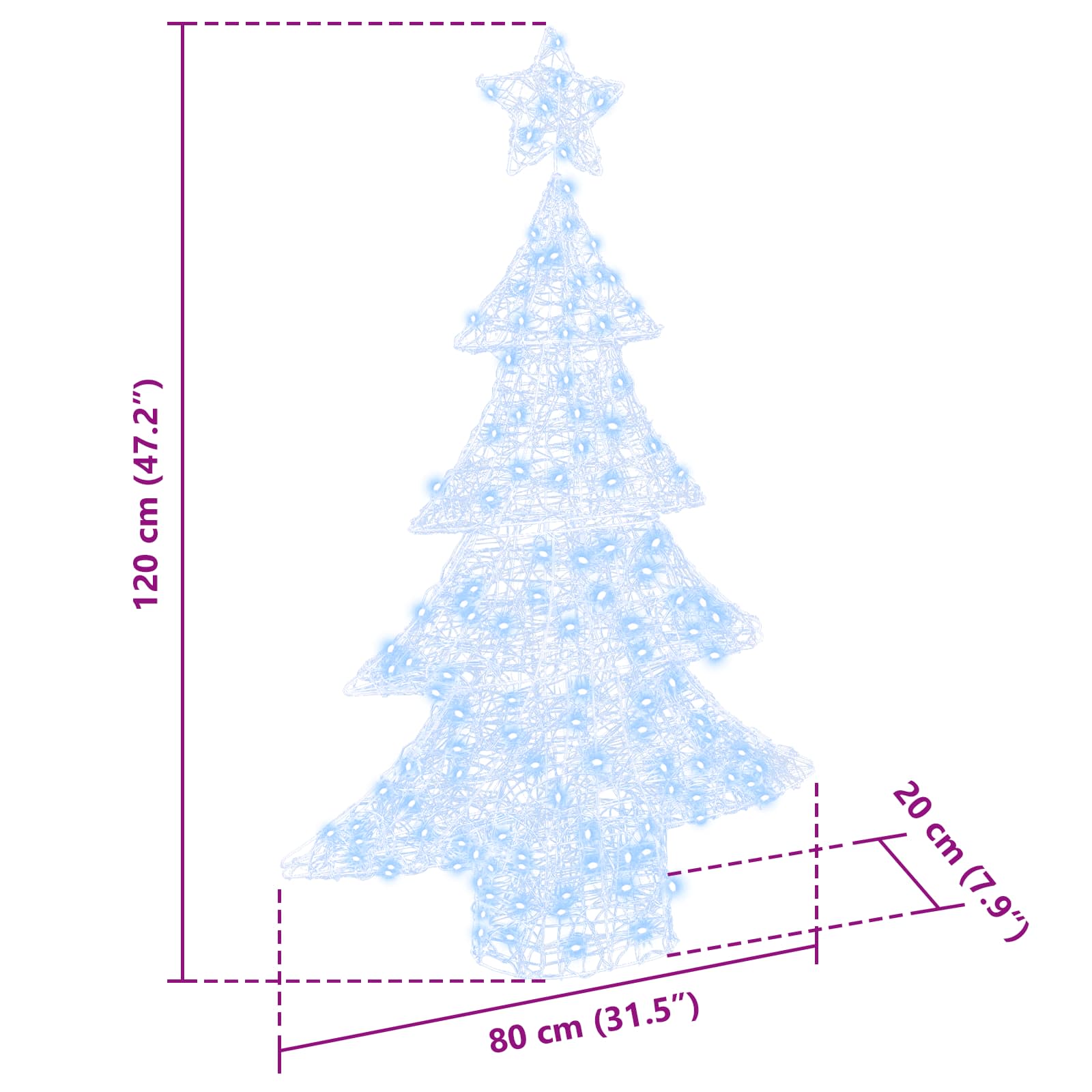 Albero di Natale 100 LED Bianco freddo 120 cm Acrilico