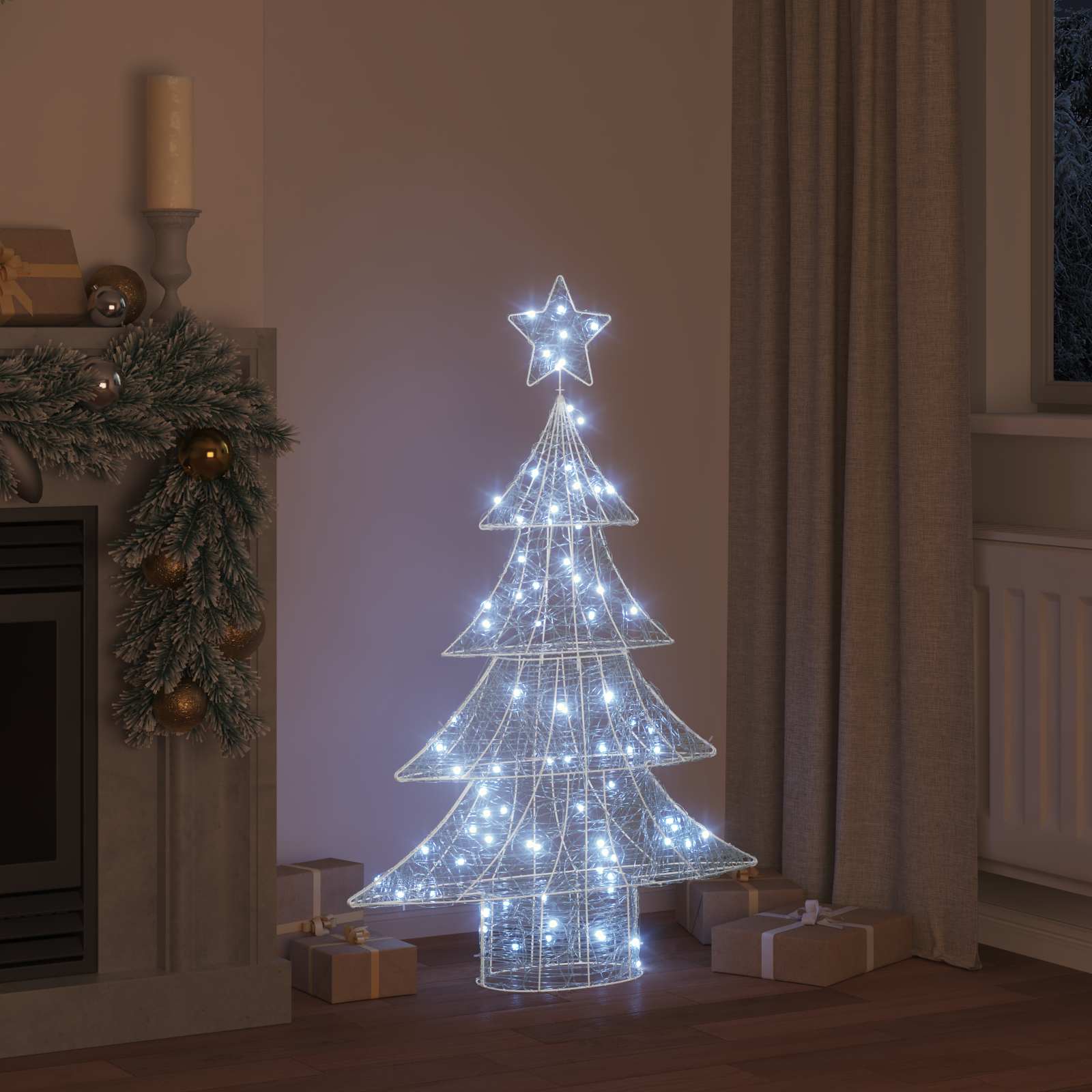 Albero di Natale 100 LED Bianco freddo 120 cm Acrilico