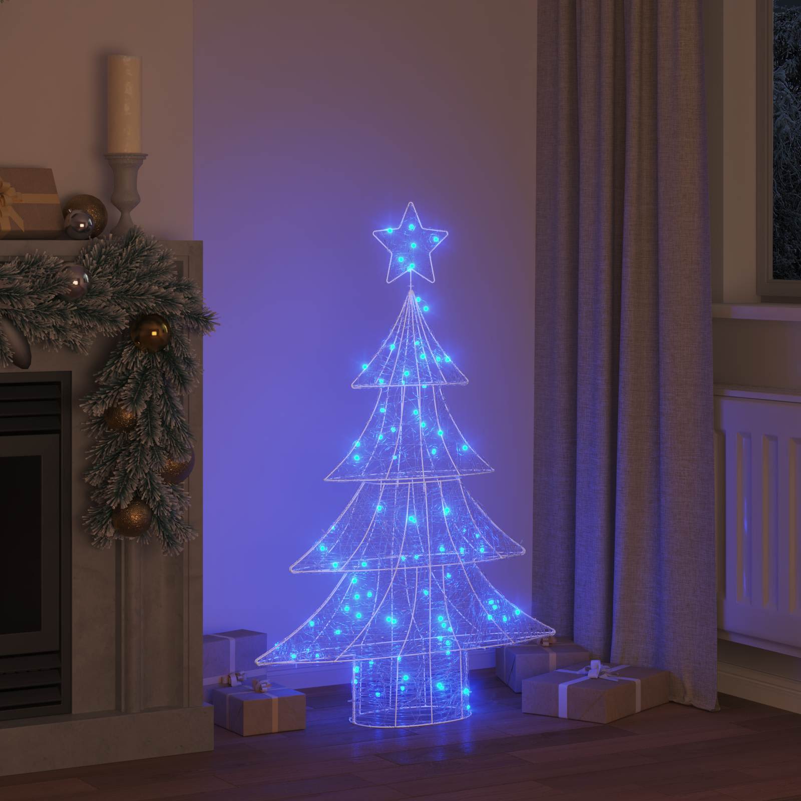 Albero di Natale 100 LED Blu 120 cm Acrilico