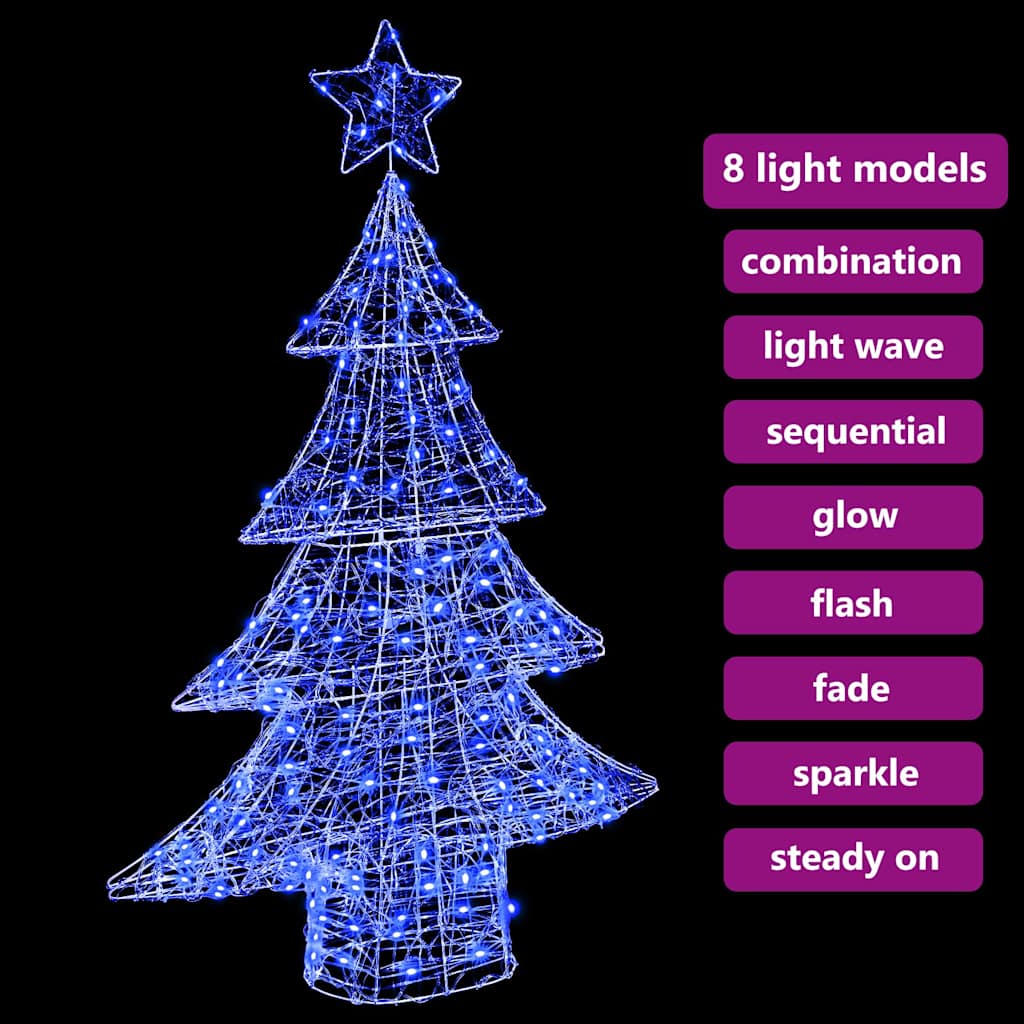 Albero di Natale 100 LED Blu 120 cm Acrilico