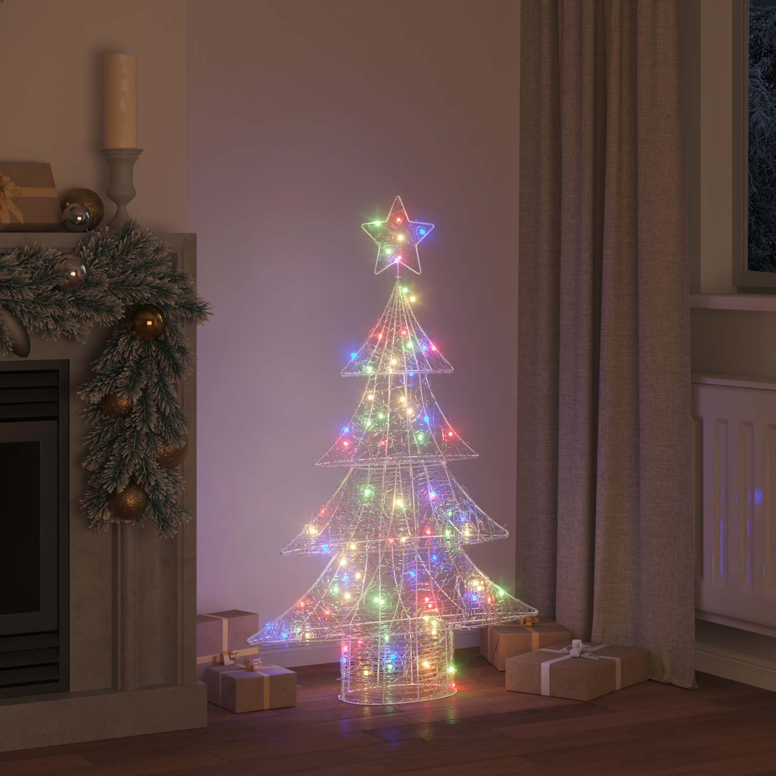 Albero di Natale 100 LED Multicolore 120 cm Acrilico