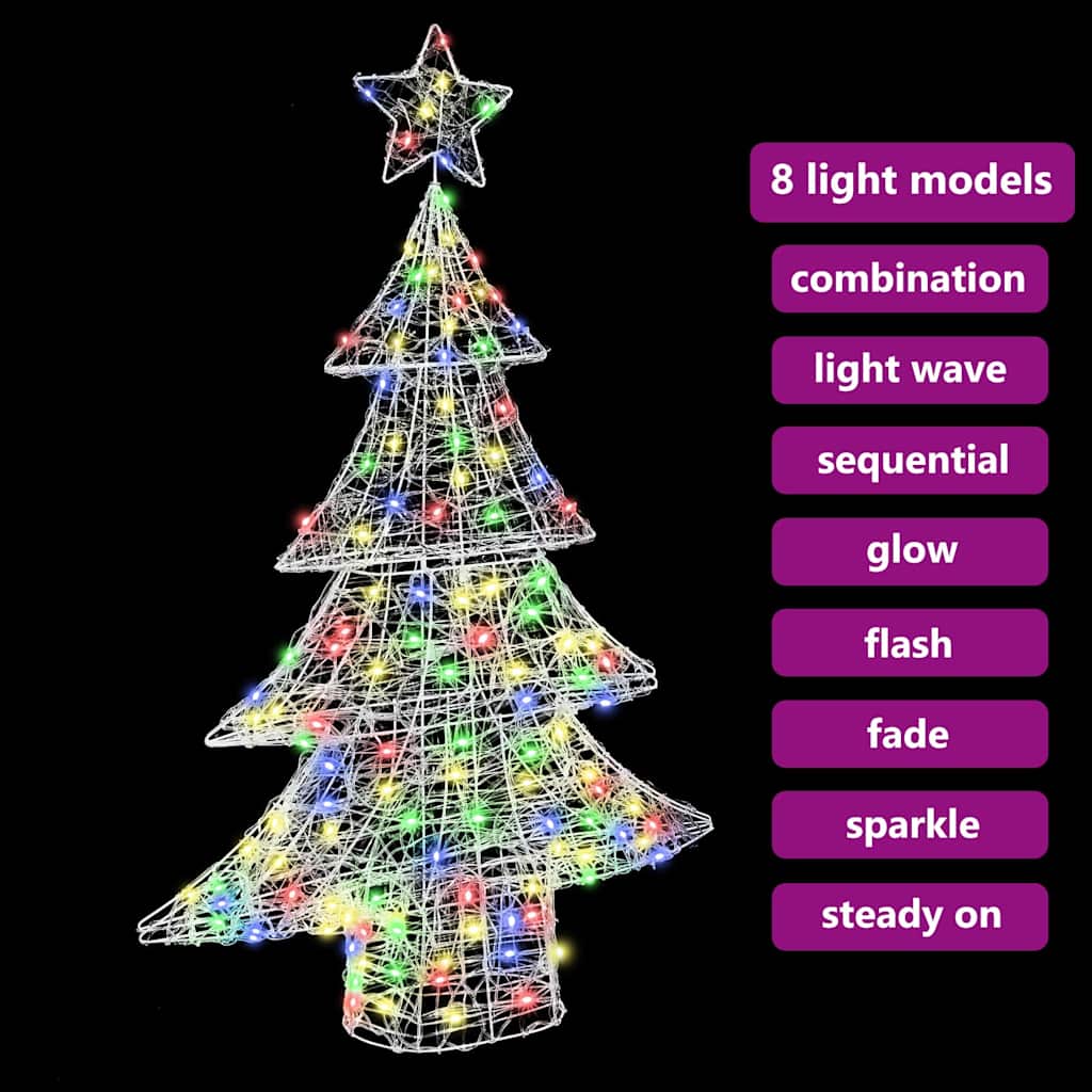 Albero di Natale 100 LED Multicolore 120 cm Acrilico