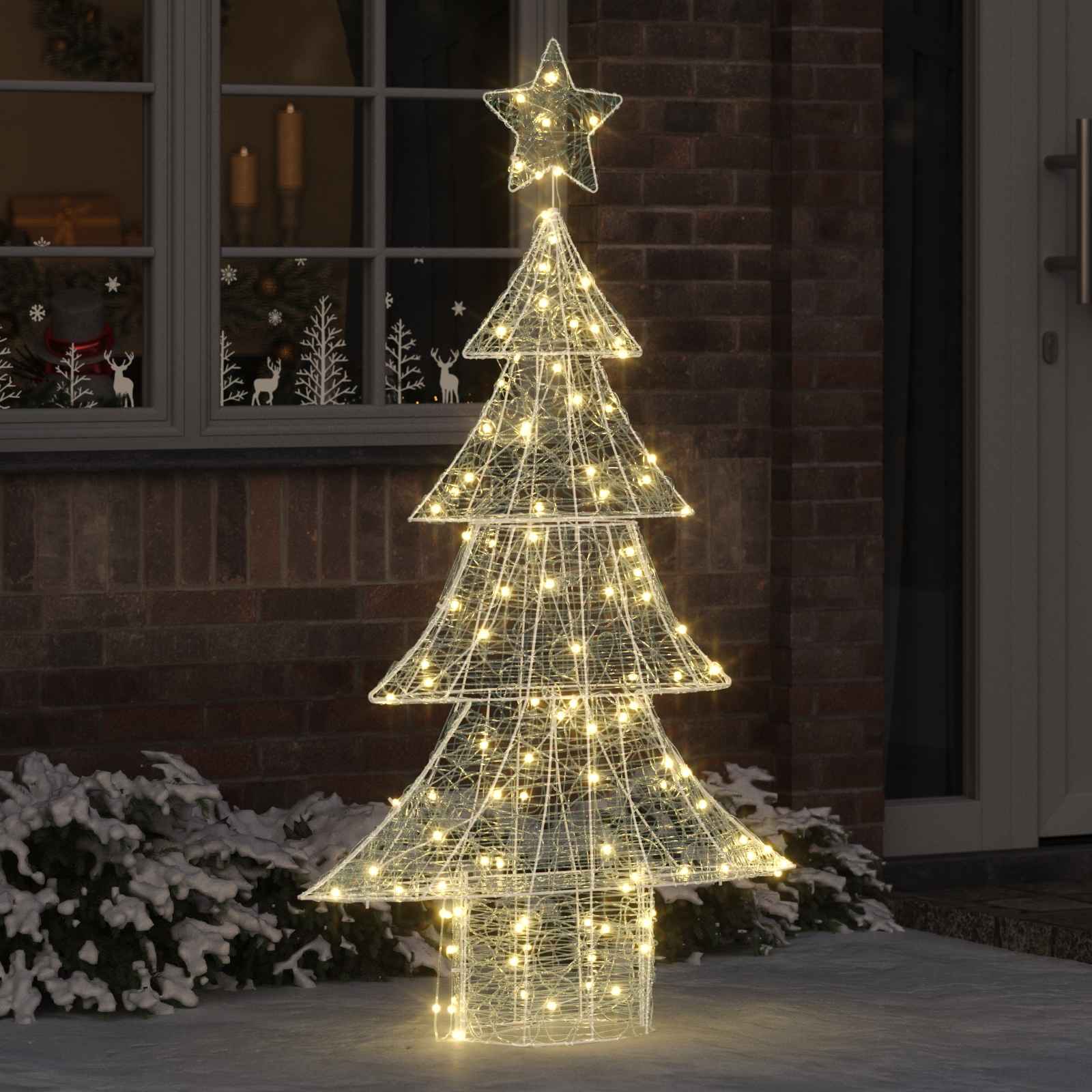 Albero di Natale 160 LED Bianco caldo 150 cm Acrilico