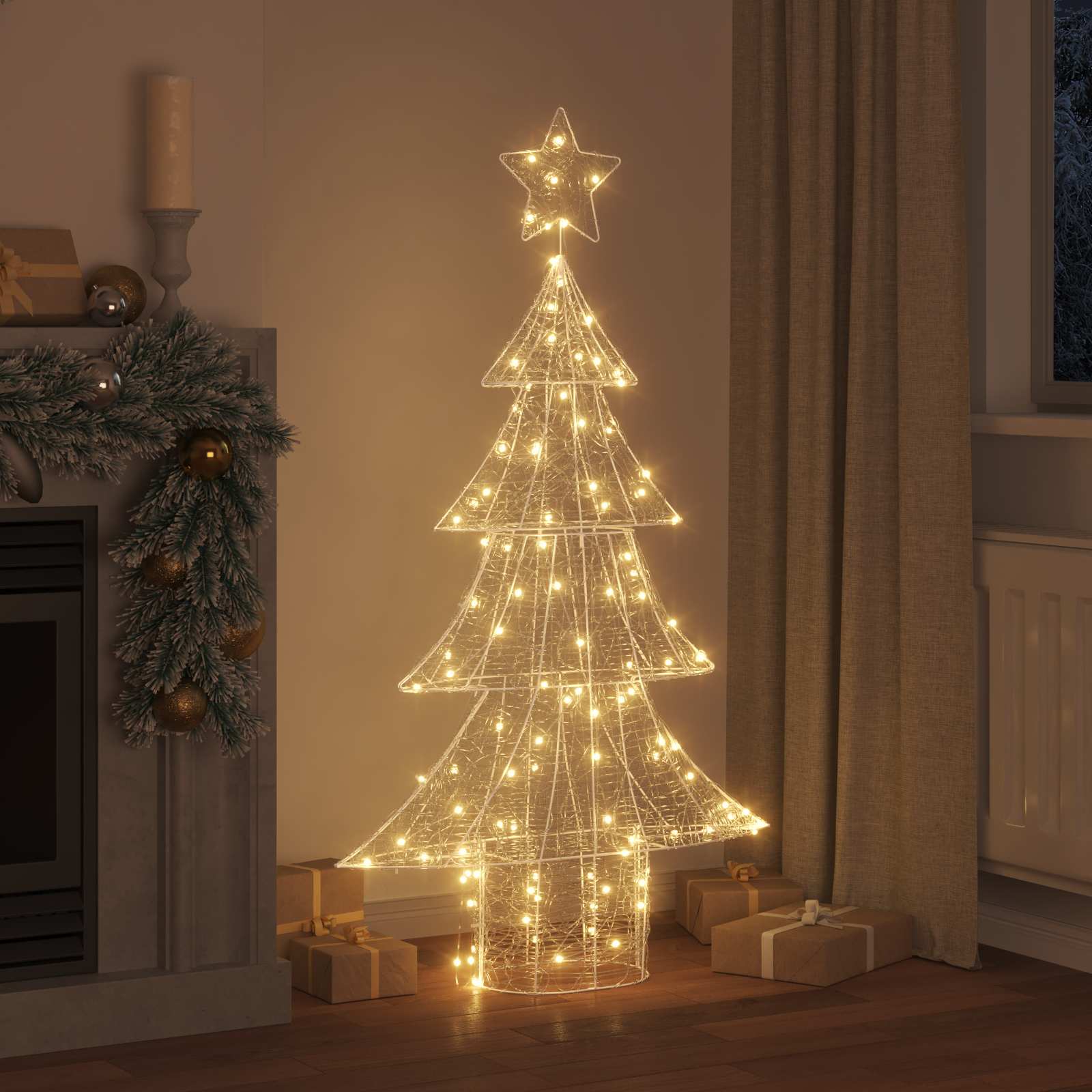 Albero di Natale 160 LED Bianco caldo 150 cm Acrilico