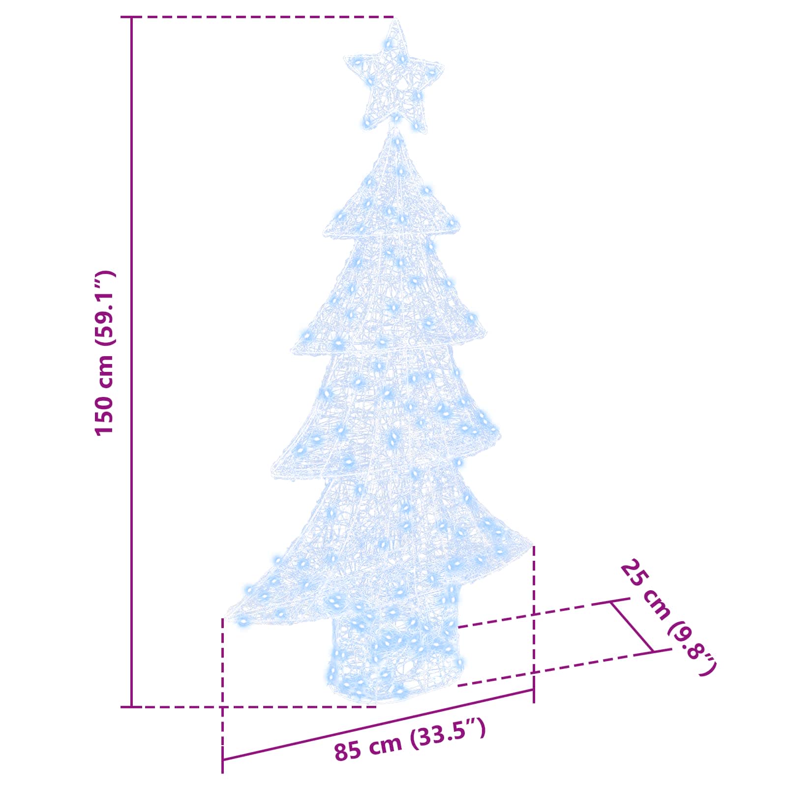 Albero di Natale 160 LED Bianco freddo 150 cm Acrilico