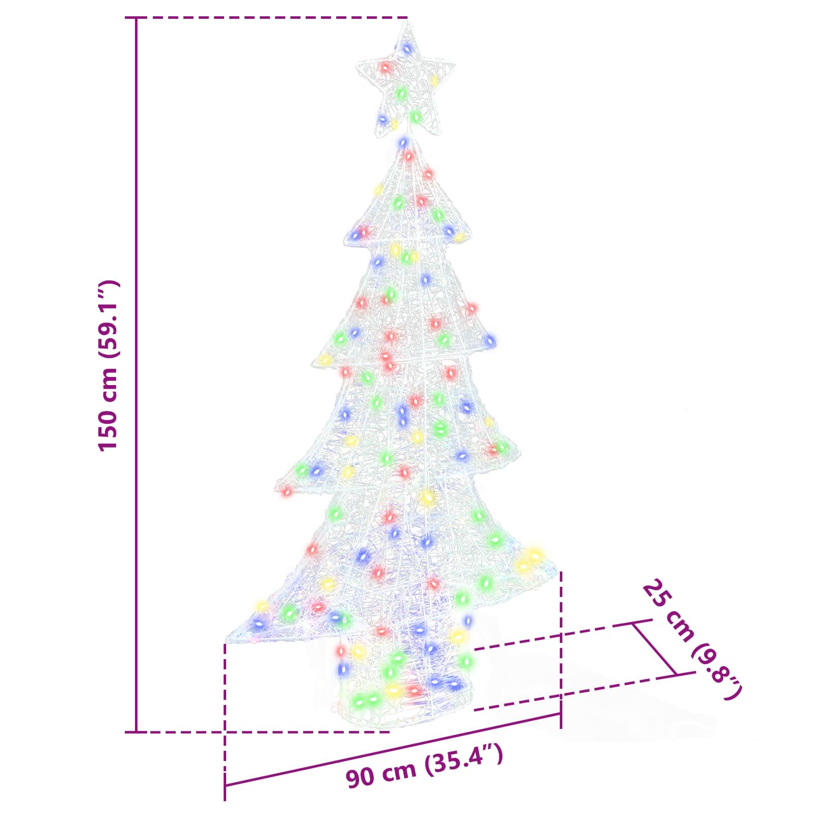 Albero di Natale 160 LED Multicolore 150 cm Acrilico