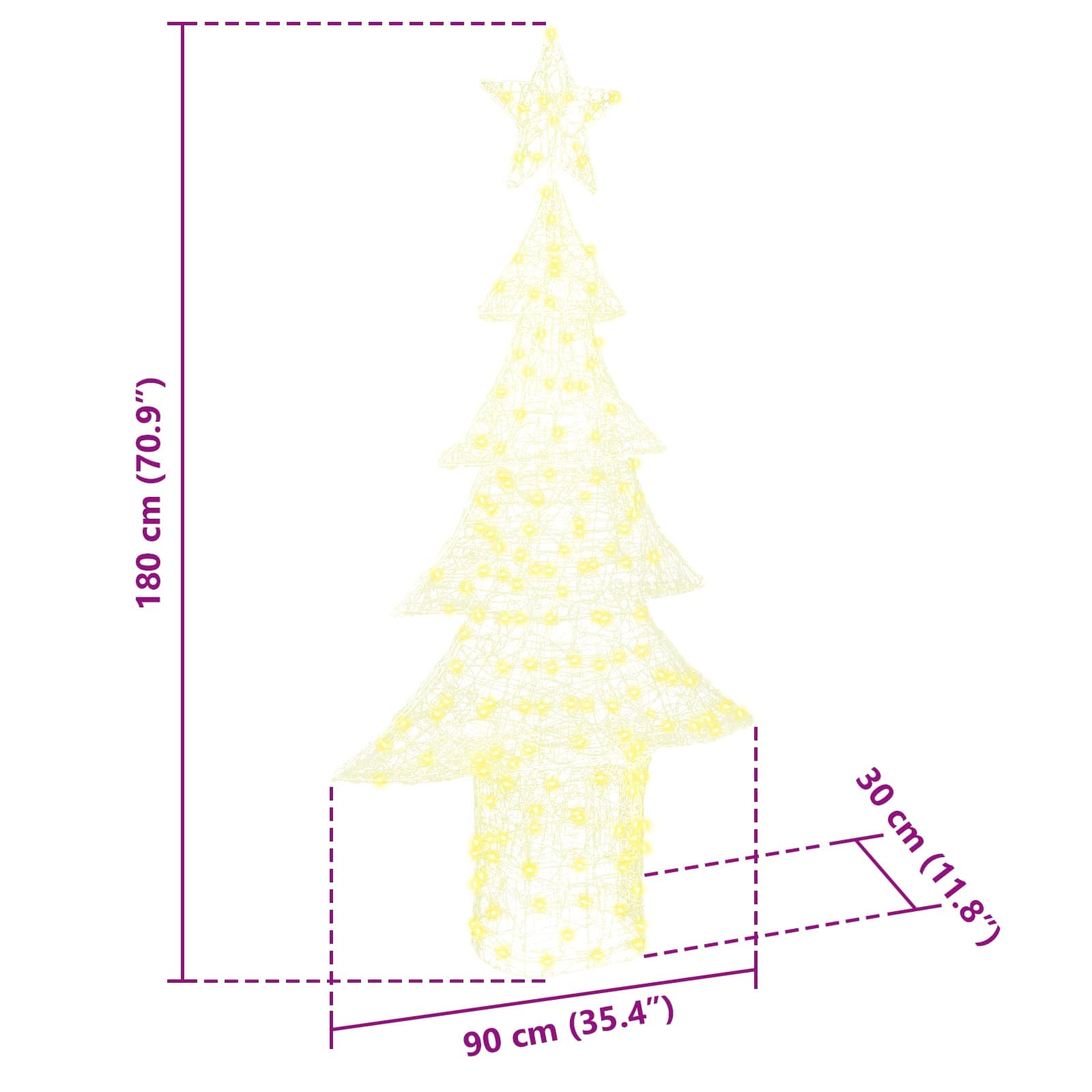 Albero di Natale 240 LED Bianco caldo 150 cm Acrilico