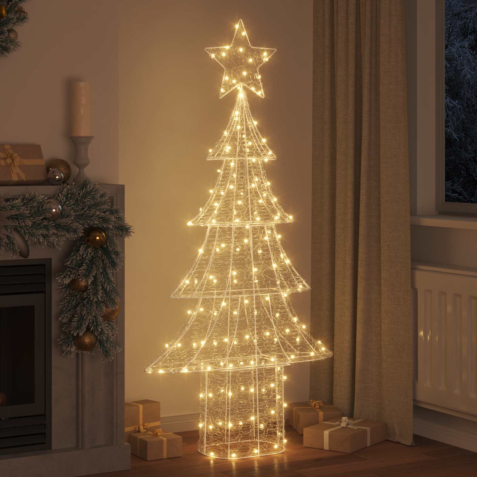 Albero di Natale 240 LED Bianco caldo 150 cm Acrilico