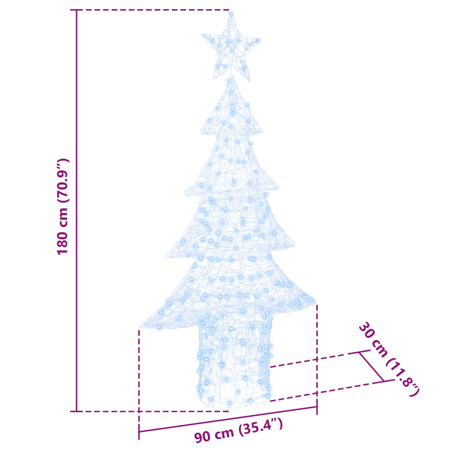 Albero di Natale 240 LED Bianco freddo 180 cm Acrilico