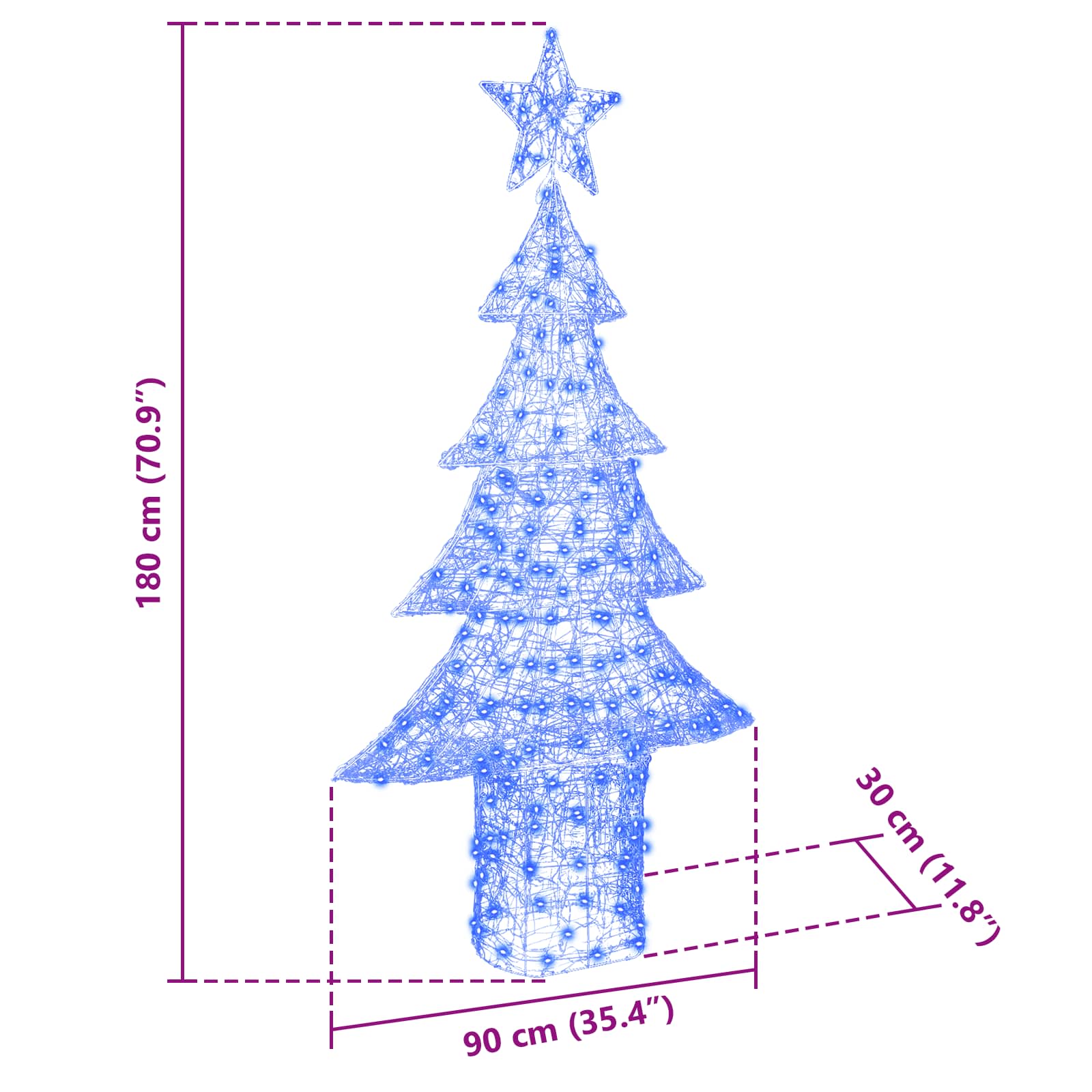 Albero di Natale 240 LED Blu 180 cm Acrilico
