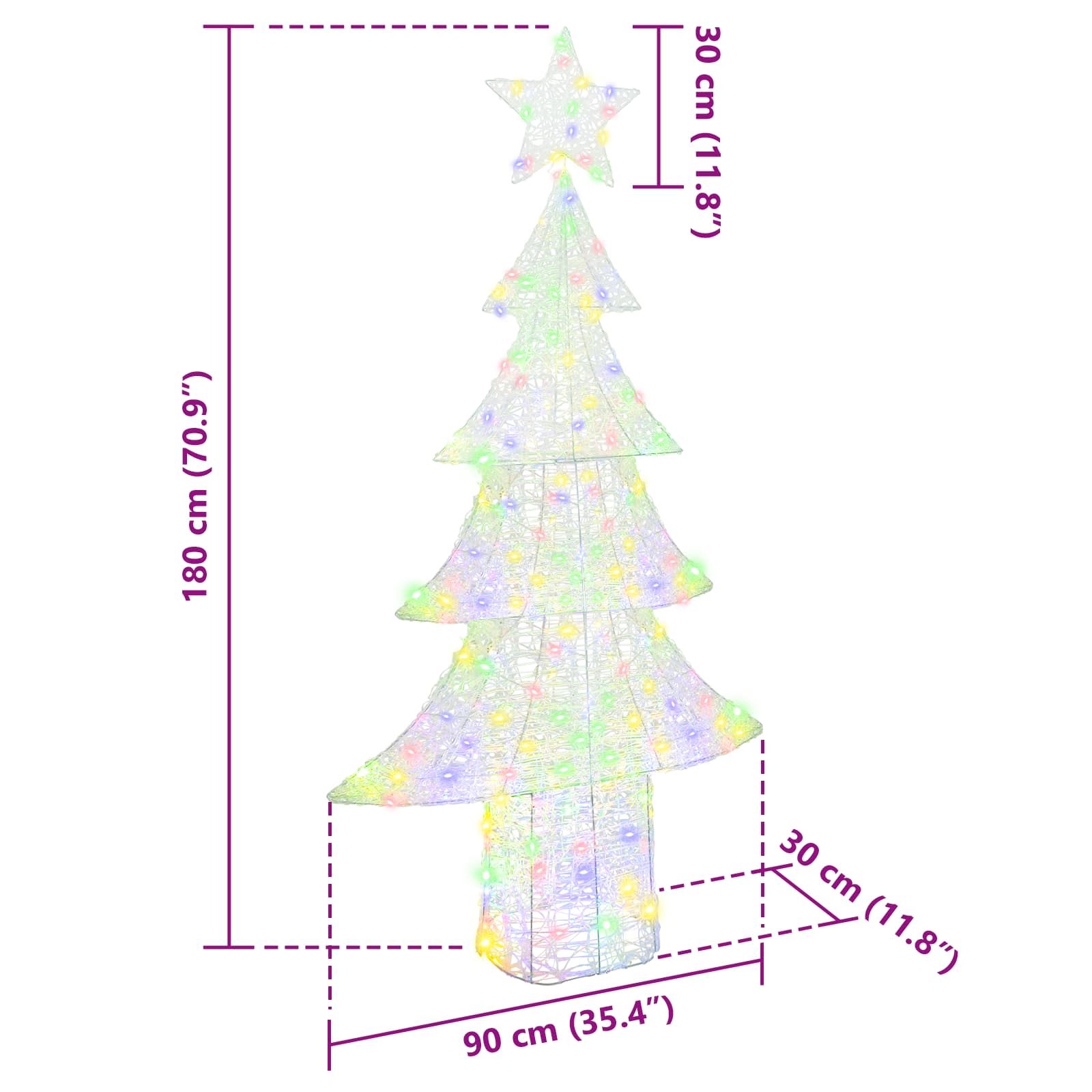 Albero di Natale 240 LED Multicolore 180 cm Acrilico