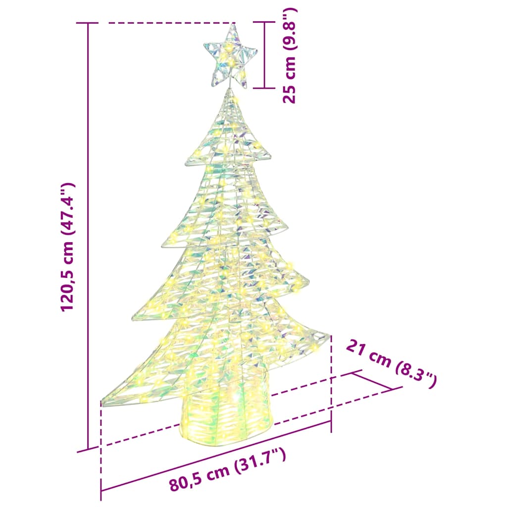 Albero di Natale 120 LED Bianco caldo 120,5 cm PET
