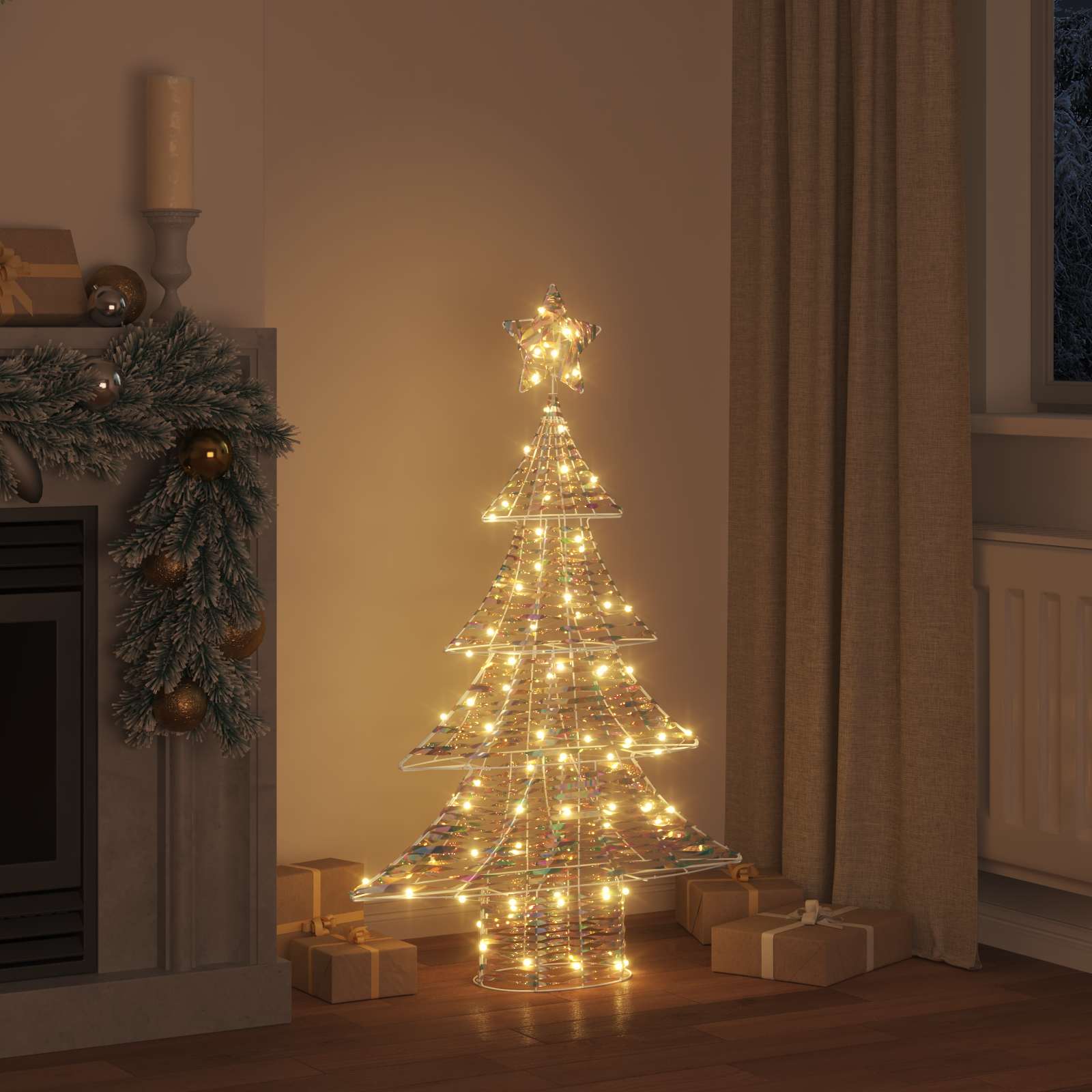 Albero di Natale 120 LED Bianco caldo 120,5 cm PET