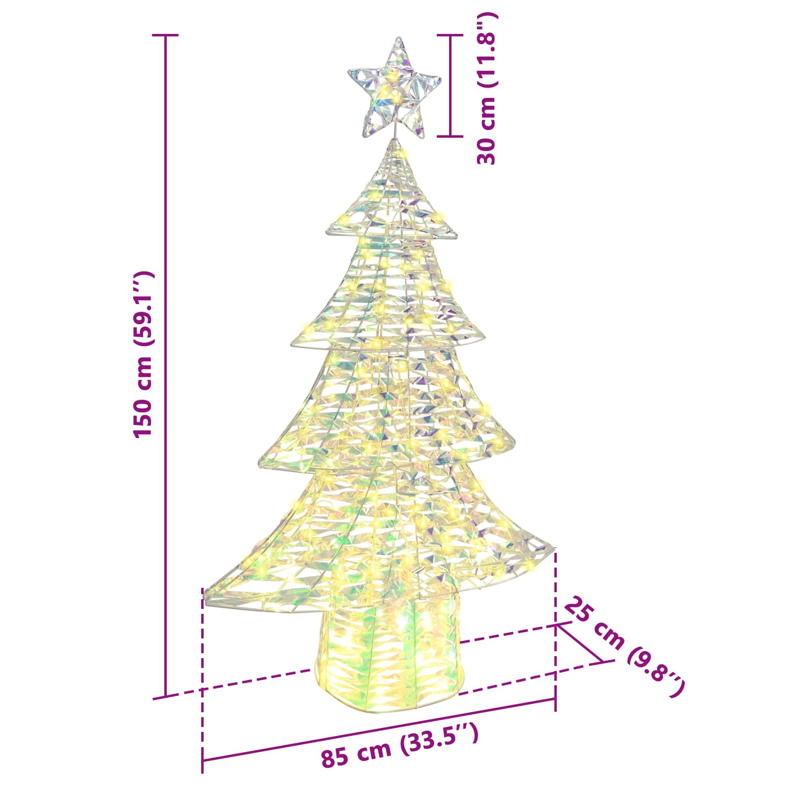 Albero di Natale 160 LED Bianco caldo 150 cm PET