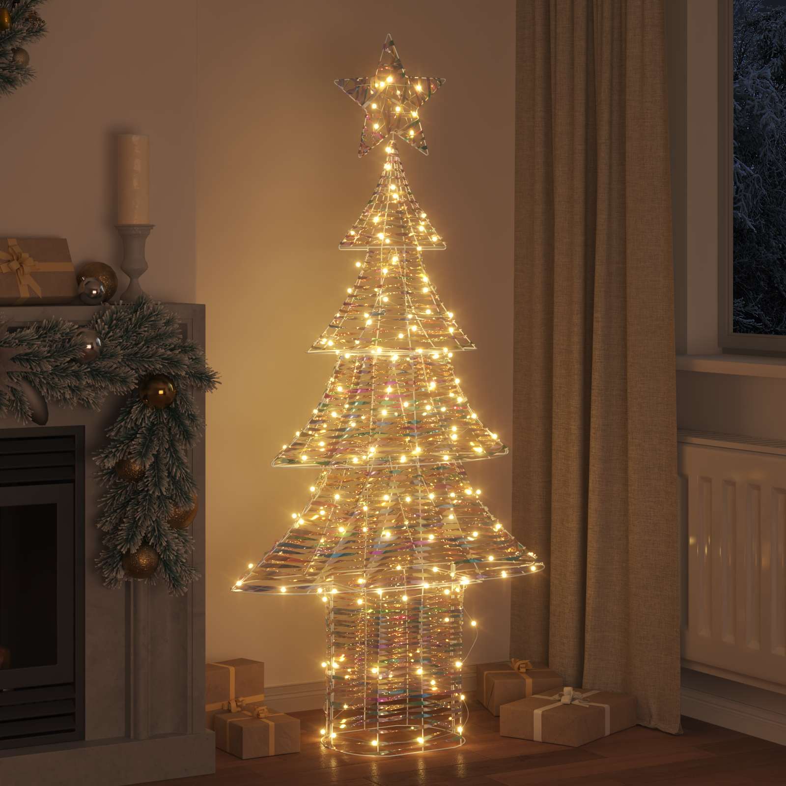 Albero di Natale 240 LED Bianco caldo 181 cm PET
