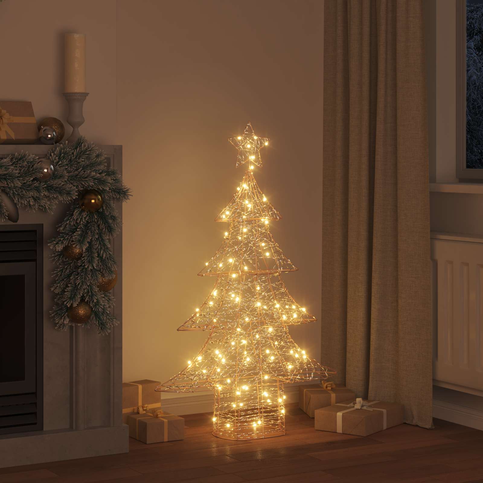 Albero di Natale 120 LED Bianco caldo 120,5 cm PET