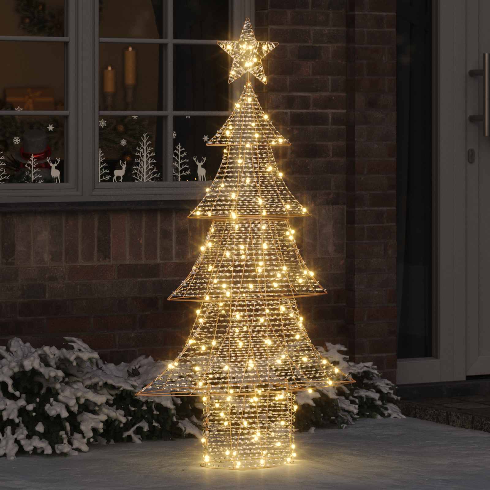 Albero di Natale 160 LED Bianco caldo 151 cm PET