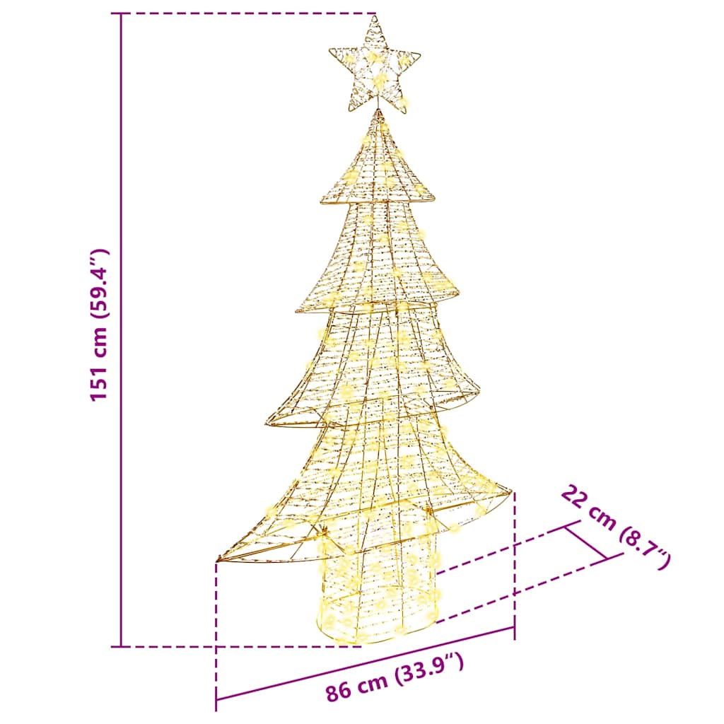 Albero di Natale 160 LED Bianco caldo 151 cm PET