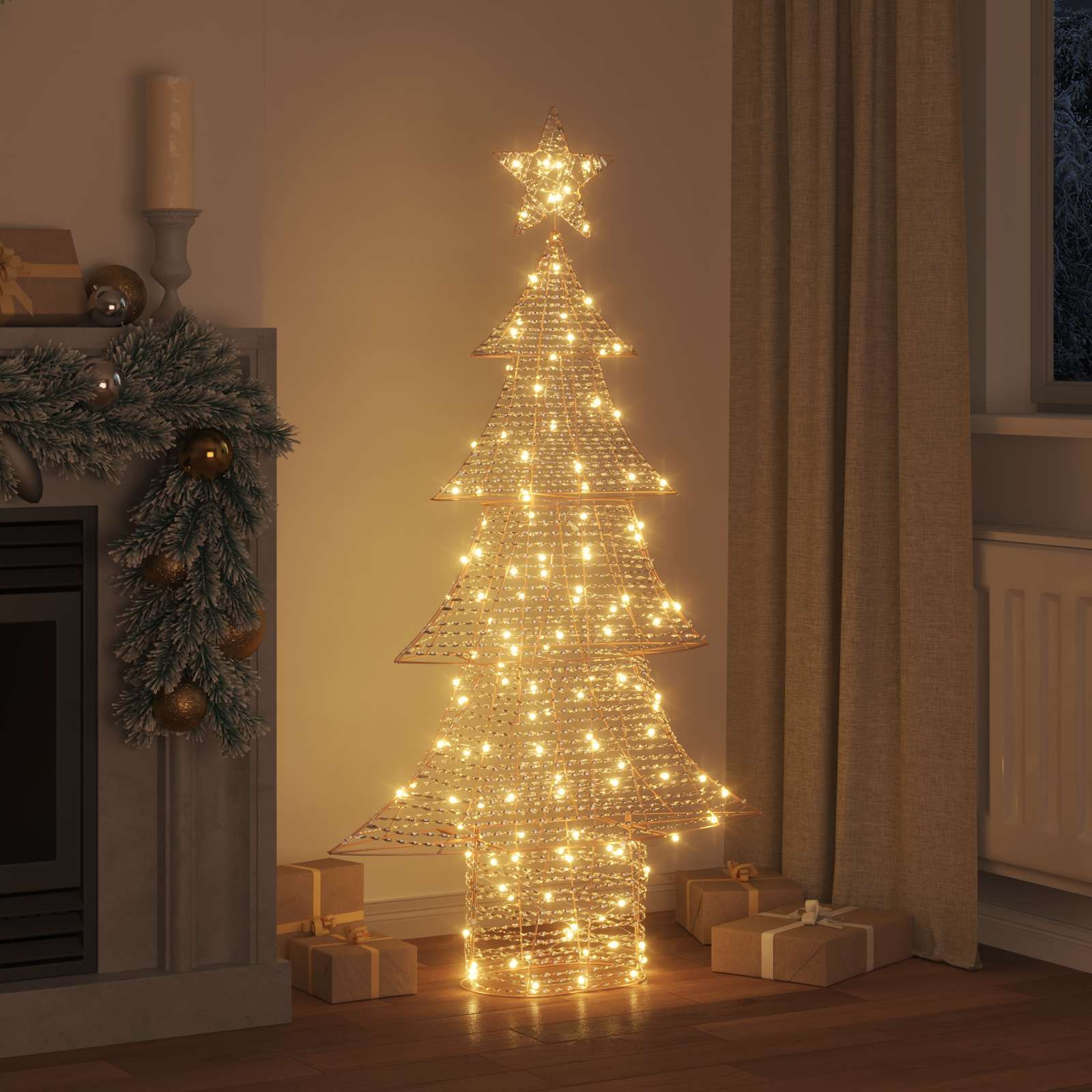 Albero di Natale 160 LED Bianco caldo 151 cm PET