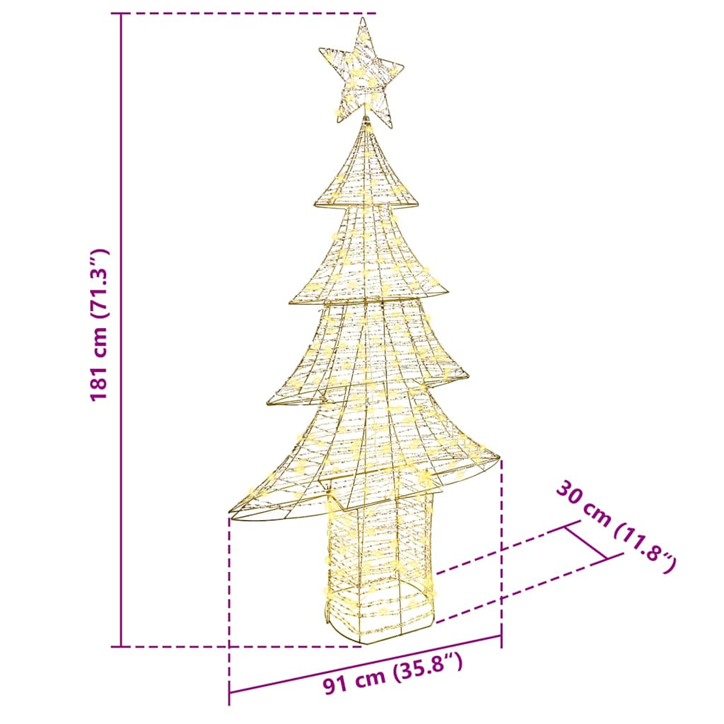 Albero di Natale 240 LED Bianco caldo 181 cm PET