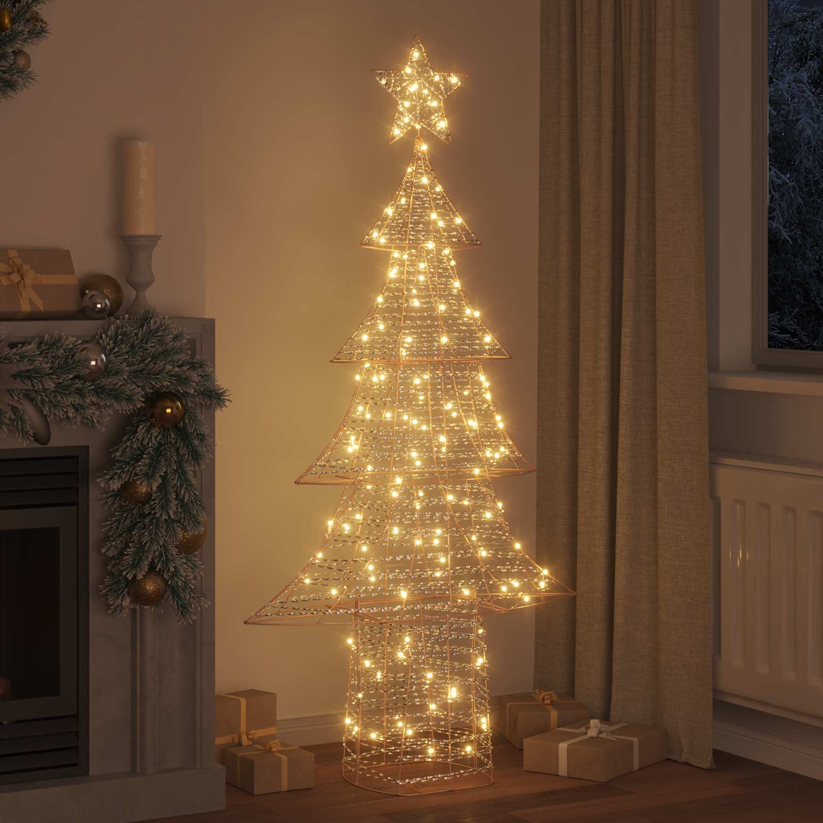 Albero di Natale 240 LED Bianco caldo 181 cm PET
