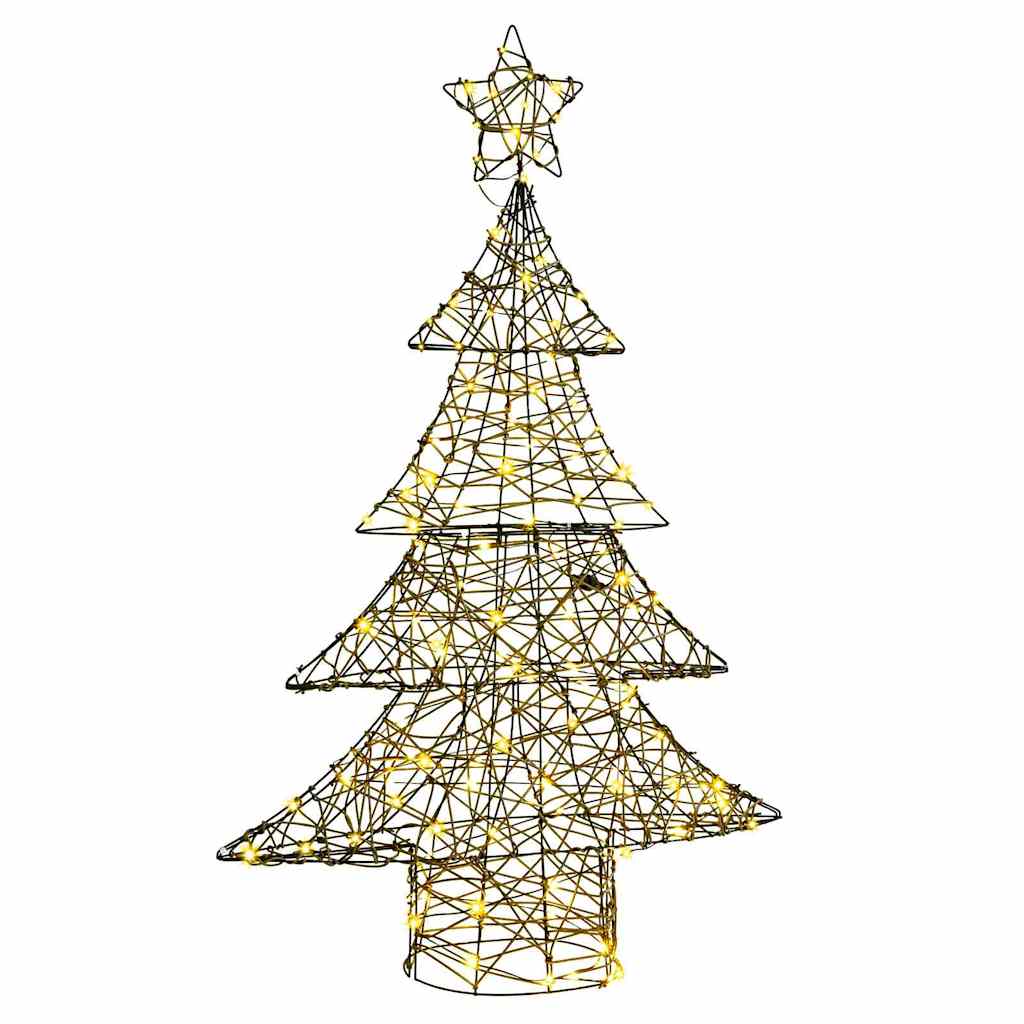 Albero di Natale 120 LED Bianco caldo 150 cm Rattan