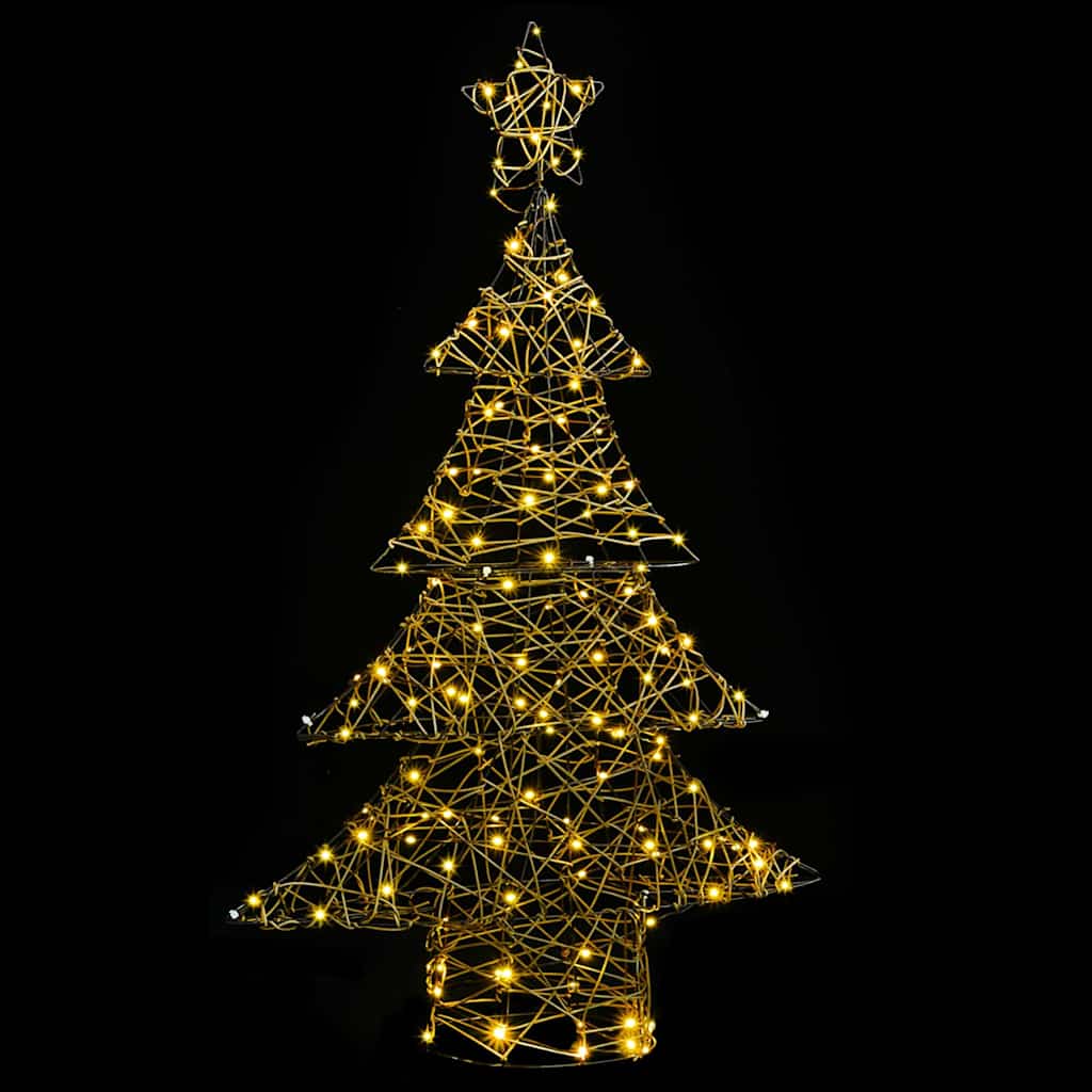 Albero di Natale 120 LED Bianco caldo 150 cm Rattan