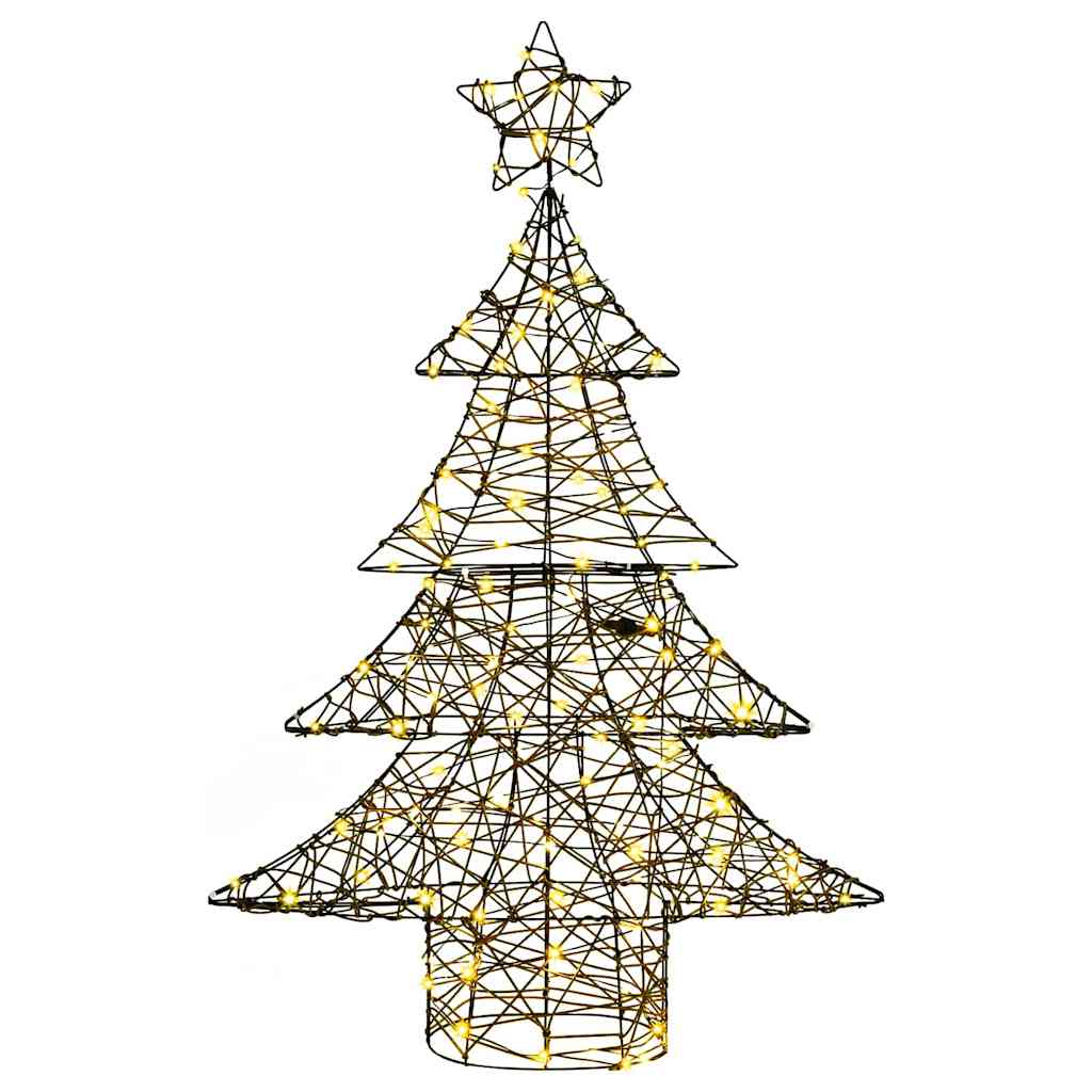 Albero di Natale 120 LED Bianco caldo 150 cm Rattan