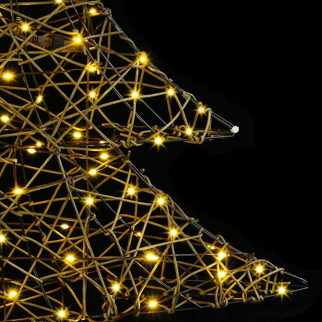 Albero di Natale 120 LED Bianco caldo 150 cm Rattan