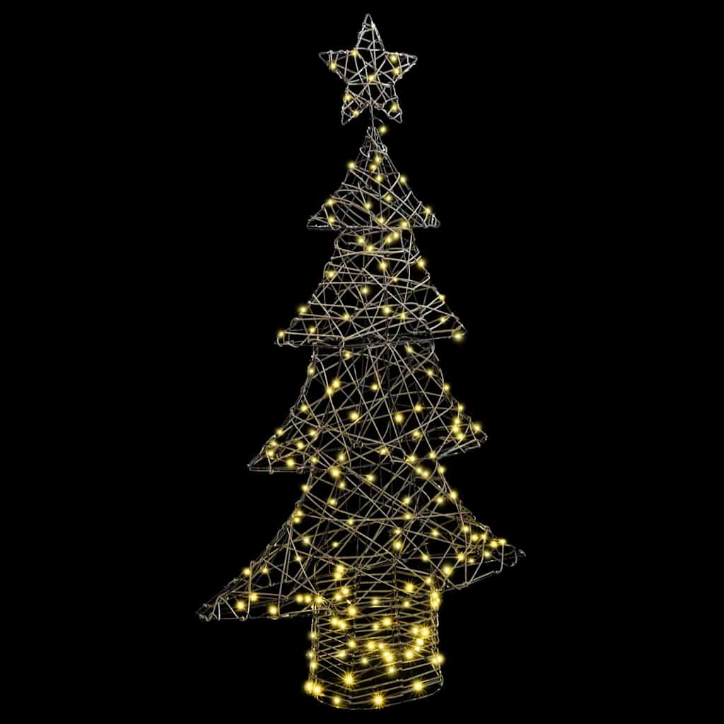 Albero di Natale 160 LED Bianco caldo 150 cm Rattan