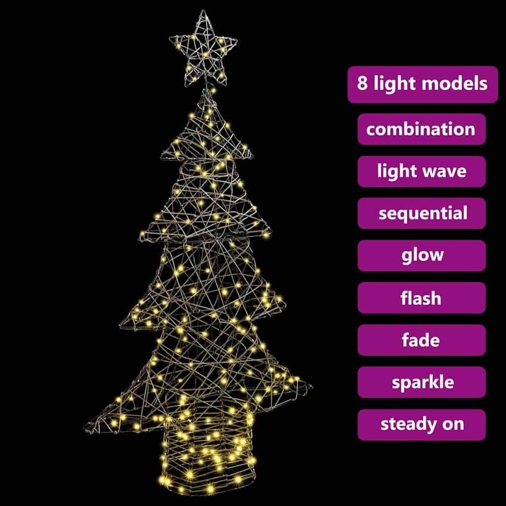 Albero di Natale 160 LED Bianco caldo 150 cm Rattan