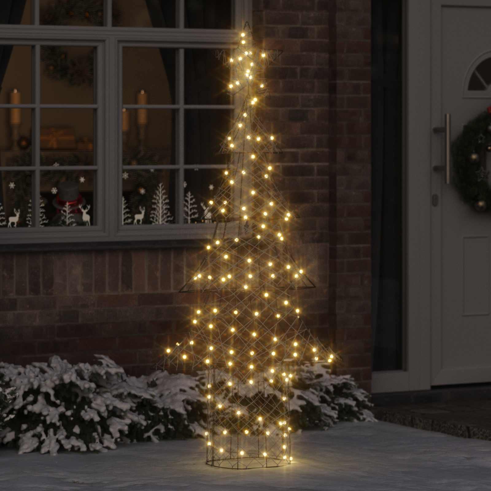 Albero di Natale 240 LED Bianco caldo 180 cm Rattan