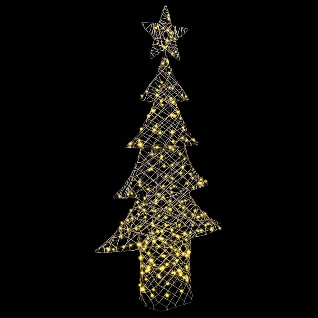 Albero di Natale 240 LED Bianco caldo 180 cm Rattan