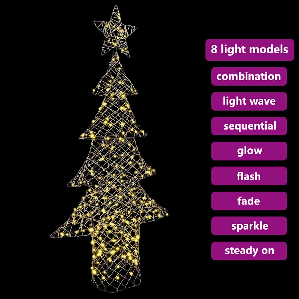 Albero di Natale 240 LED Bianco caldo 180 cm Rattan