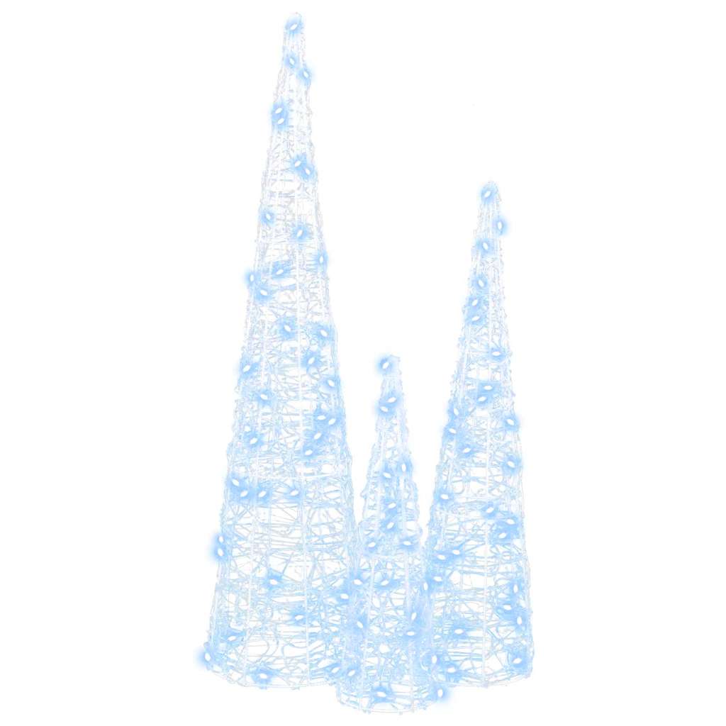 Albero di Natale 3 pz Bianco freddo 20 x 20 x 80 cm Acrilico