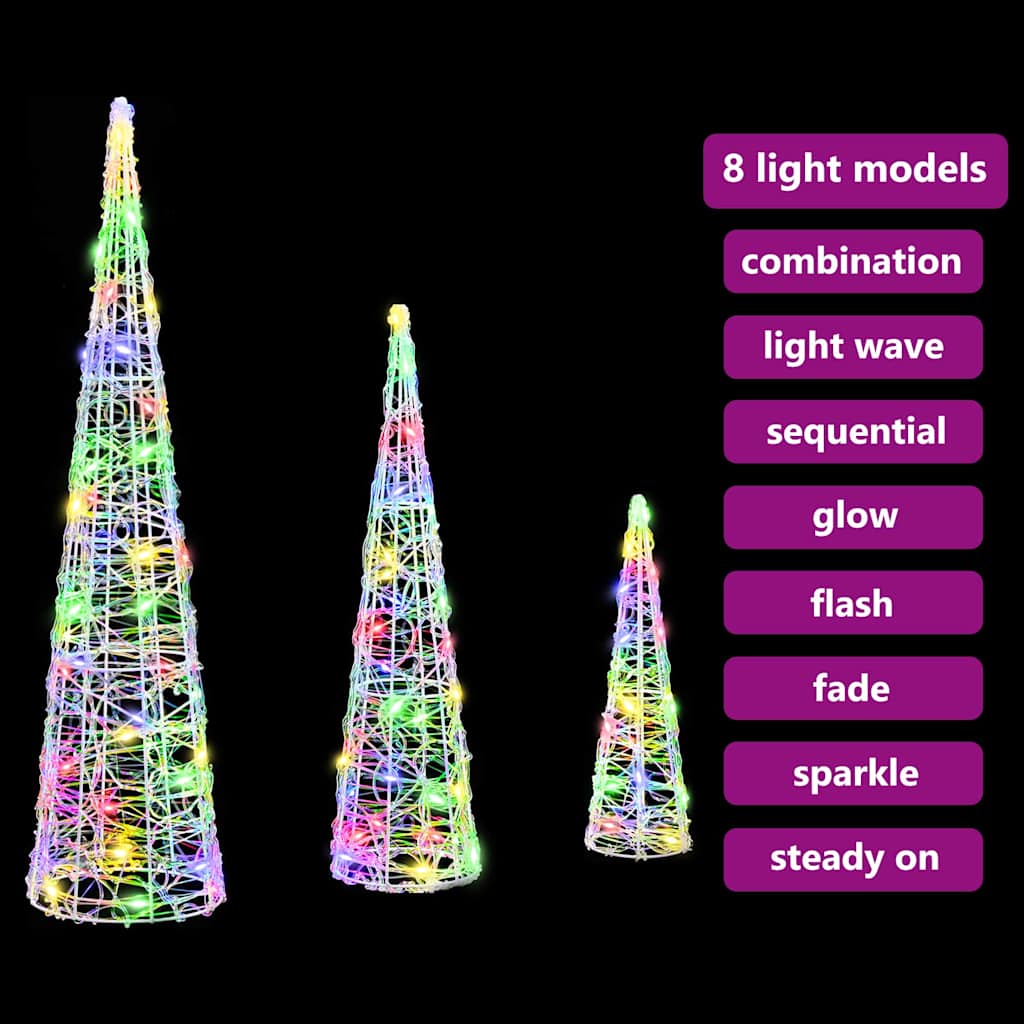 Albero di Natale 3 pz Multicolore 20 x 20 x 80 cm Acrilico