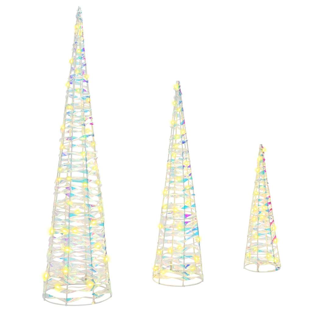 Albero di Natale 3 pz 90 LED Bianco caldo 20 x 20 x 80 cm PET