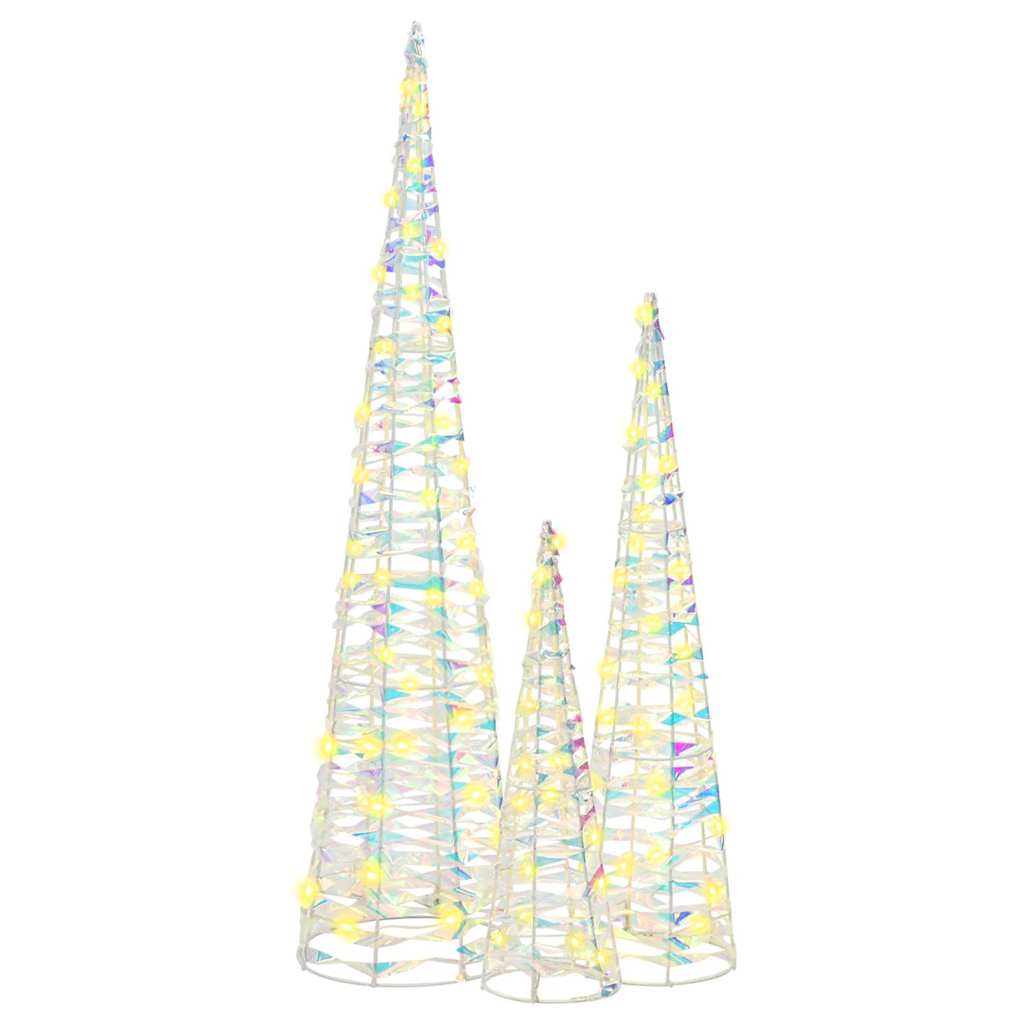 Albero di Natale 3 pz 90 LED Bianco caldo 20 x 20 x 80 cm PET