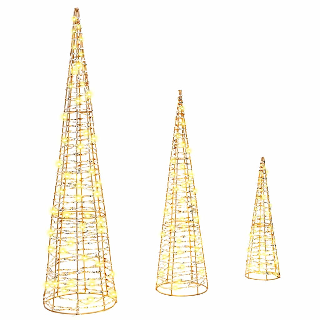 Albero di Natale 3 pz 90 LED Bianco caldo 20 x 20 x 80 cm PET