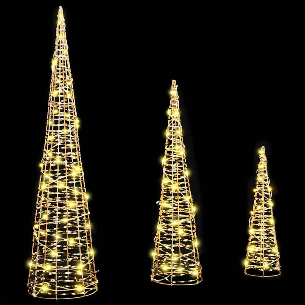 Albero di Natale 3 pz 90 LED Bianco caldo 20 x 20 x 80 cm PET