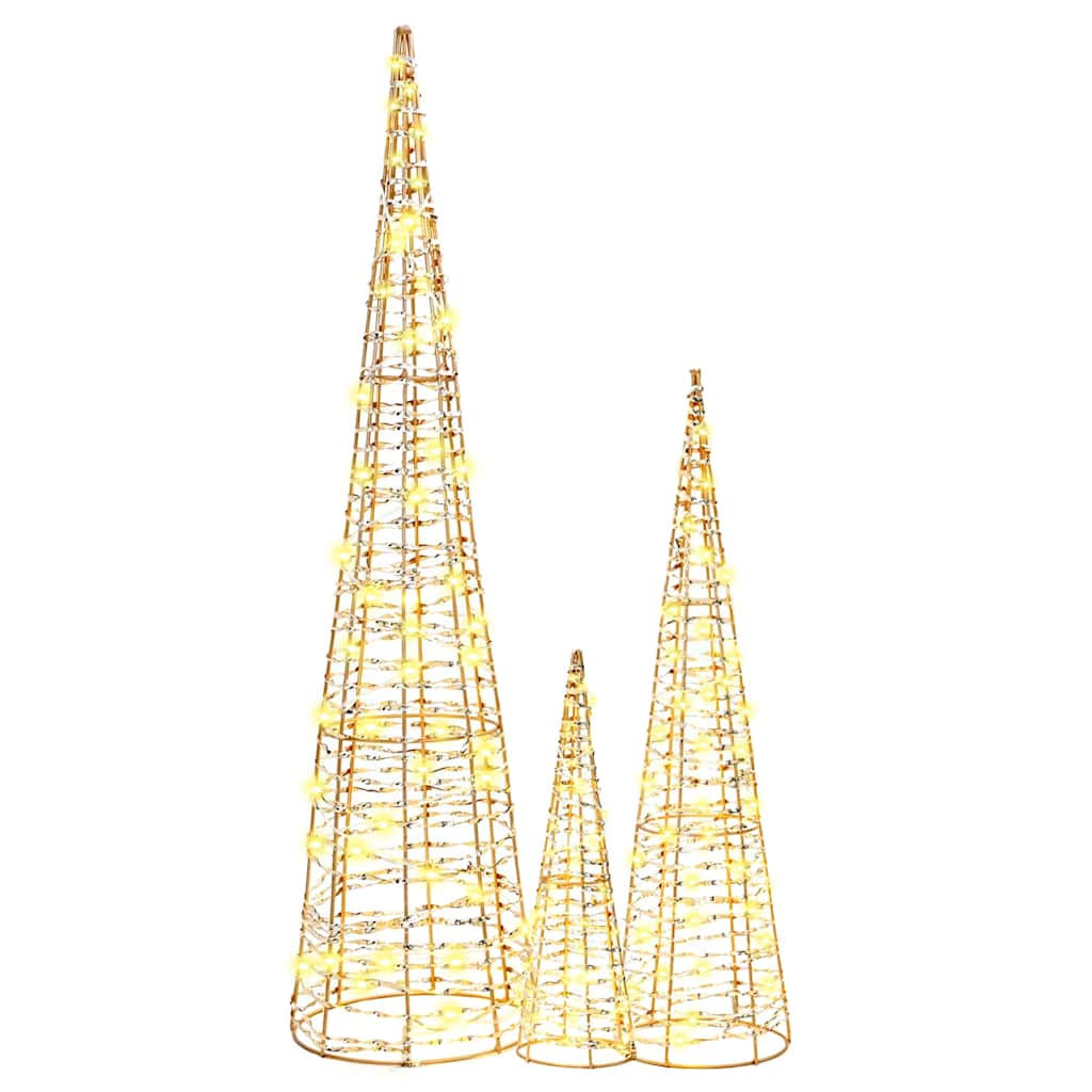 Albero di Natale 3 pz 90 LED Bianco caldo 20 x 20 x 80 cm PET