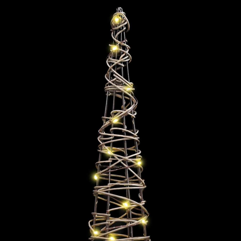 Albero di Natale 3 pz Bianco caldo 20 x 20 x 80 cm Rattan